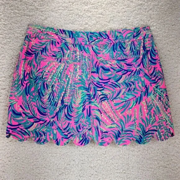 Lilly Pulitzer Lorelei Skort Womens 00 Multicolor Scalloped Hem Pockets Zipper - Picture 2 of 9
